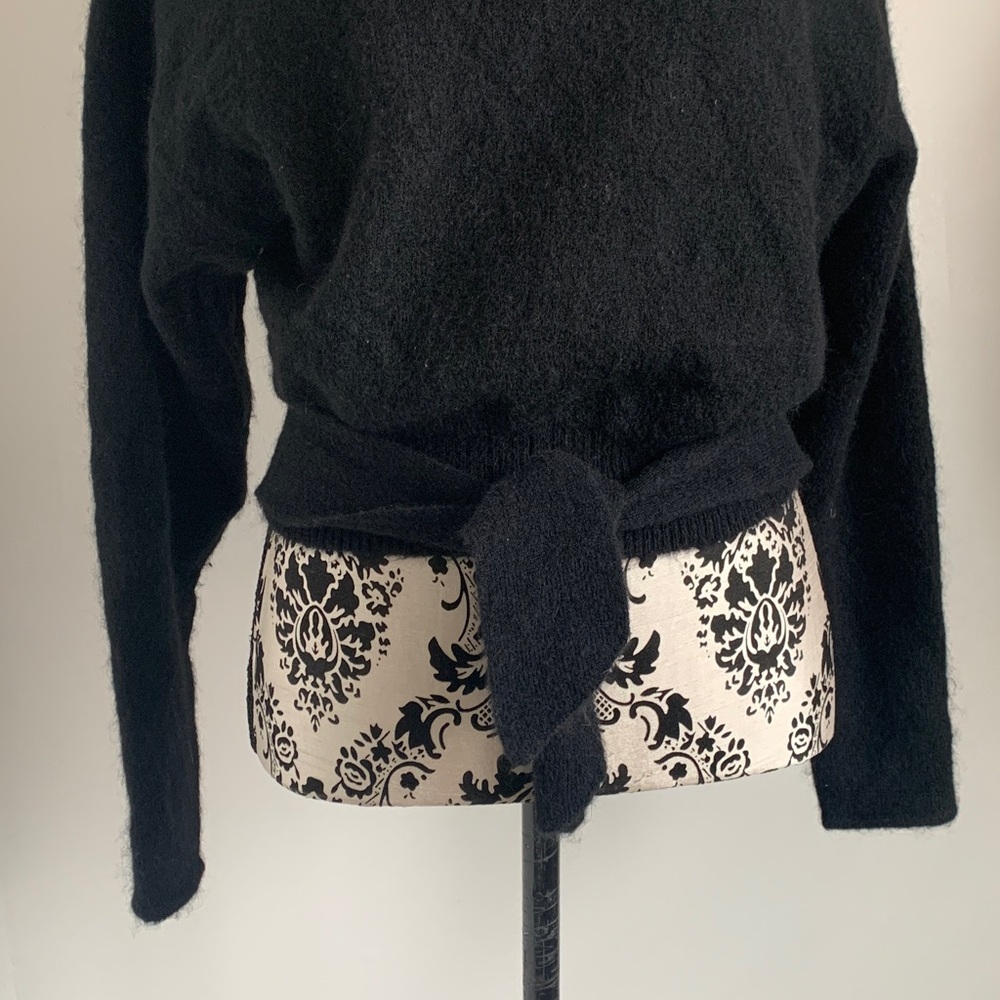 Aritzia Wilfred Lorin Black Mock Neck Tie Waist Sweater - Picture 6 of 10